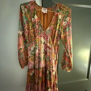 Banjanan Orange Long Sleeve V-Neck Sundress